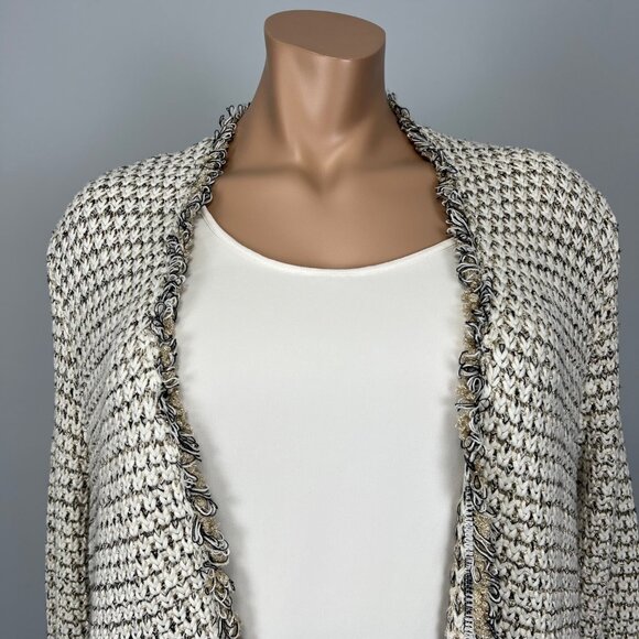 Chicos Womens Plus Texture Shine Gretchen Cardigan Open Fringe Sweater size XXL - Picture 4 of 14